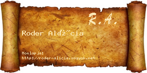 Roder Alícia névjegykártya